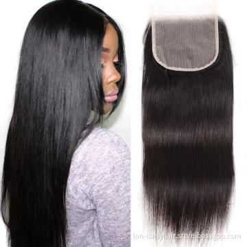 Peruvian Hair Straight Lace  Closure 4x4  Free/Middle/Three Part Swiss Lace Remy Hair Pre Plucked Closures